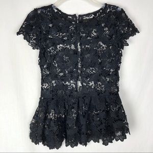 Eros Apparel lace crochet peplum top